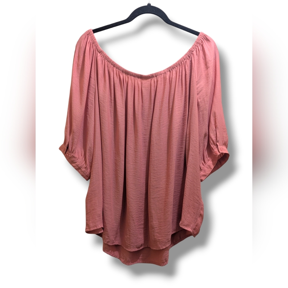 GAP Women's Dusty Pink Drapey Off-Shoulder Elbow Sleeves Peasant Blouse Top- XL - Picture 8 of 15